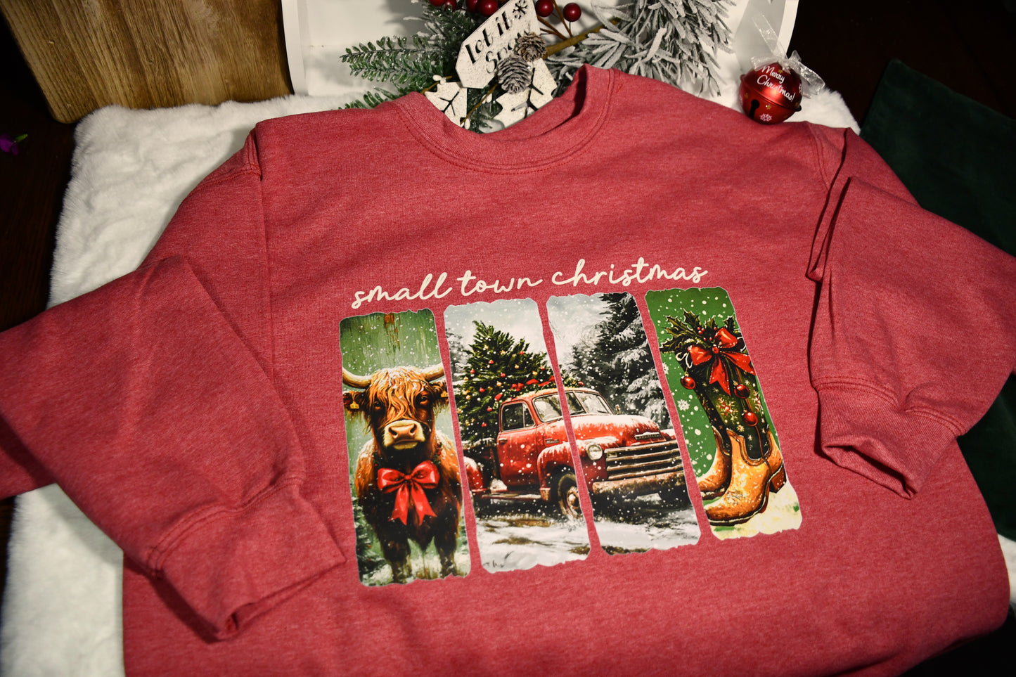 Red Small Town Christmas Crewneck
