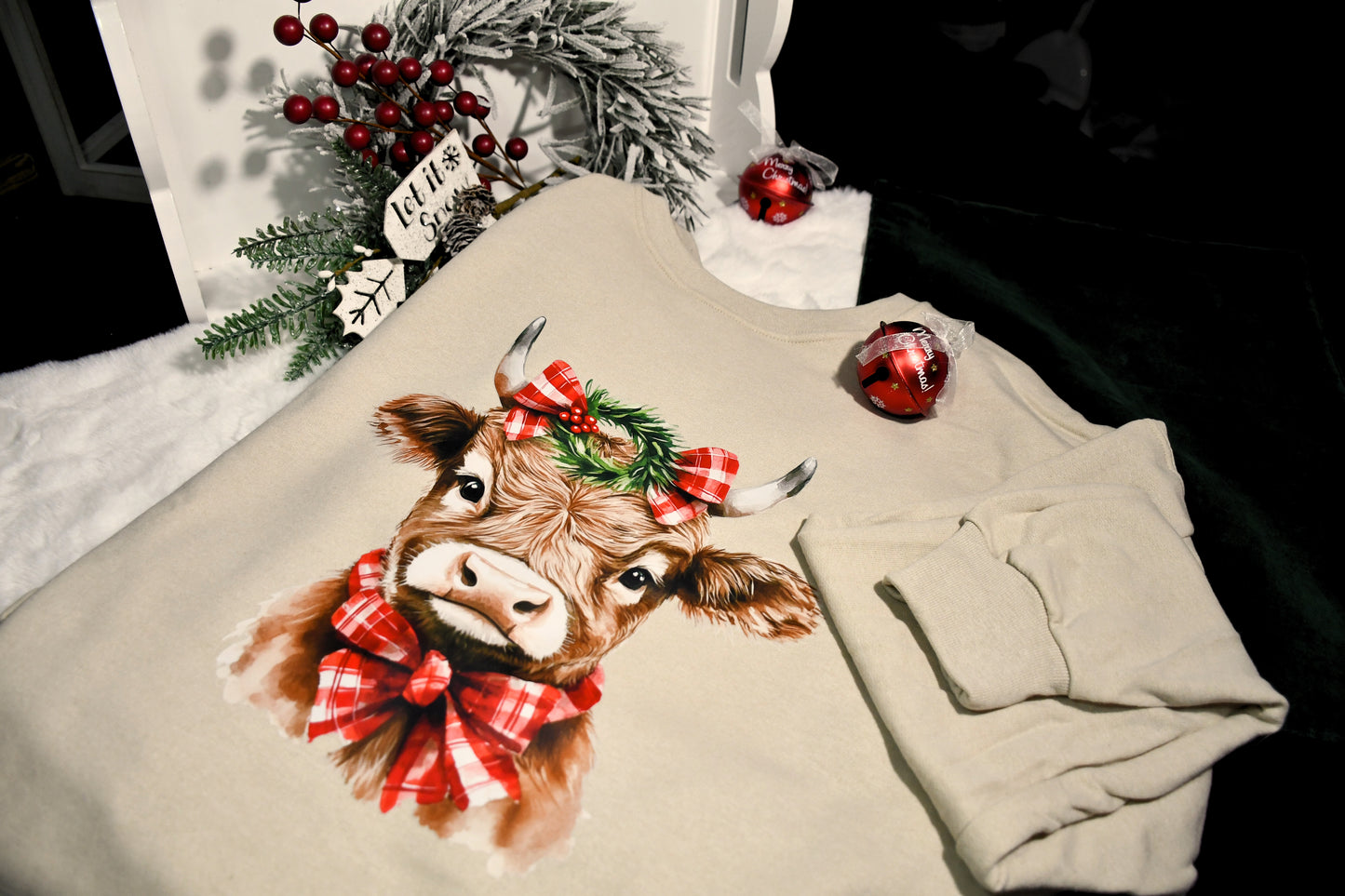 Christmas Highland Cow Crewneck