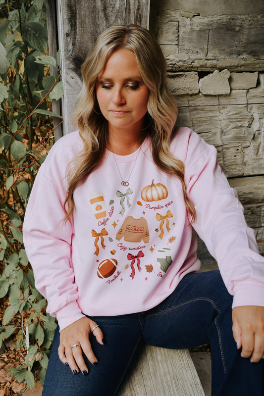 Pink Fall Collage Crewneck