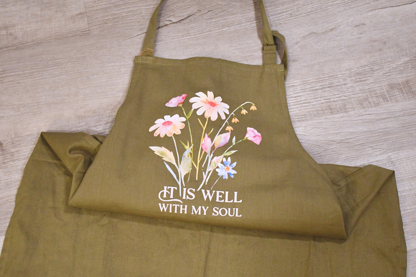 It Is Well Green Apron