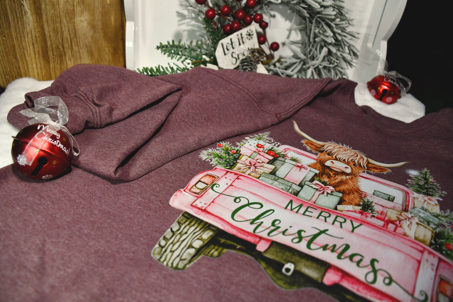 Highland Cow Christmas Truck Crewneck